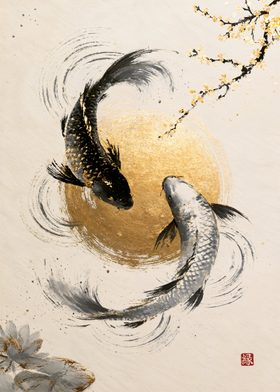 Koi Spirits of Moon and Sea