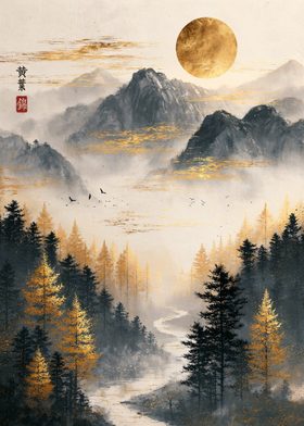 Misty Valley of Autumn Gold