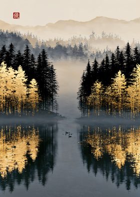 Still Lake of Golden Larches